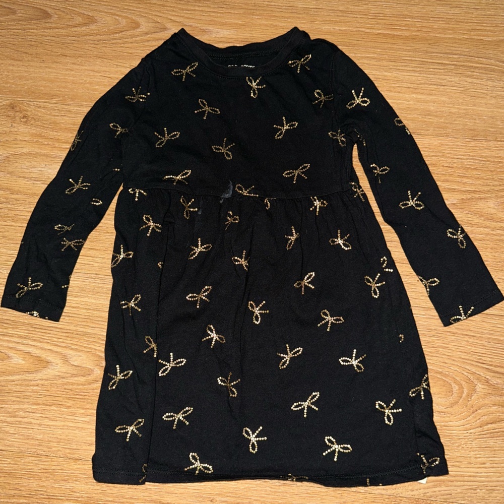 Old Navy Black Top with Gold Bow Accents